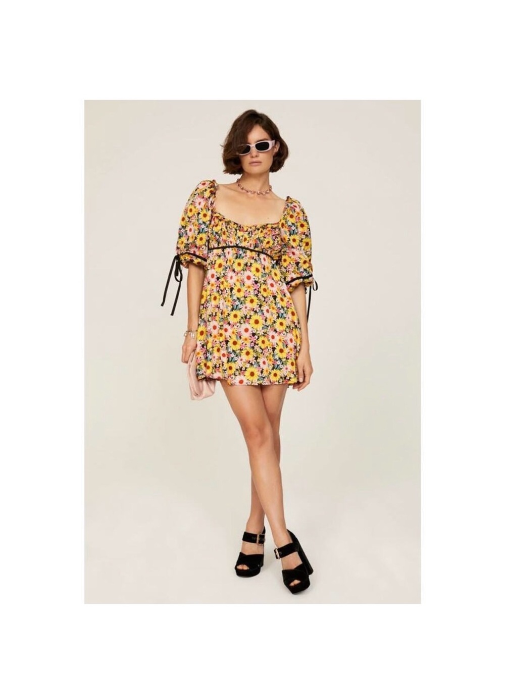For Love & Lemons Sylvia Puff-Sleeve Mini Dress